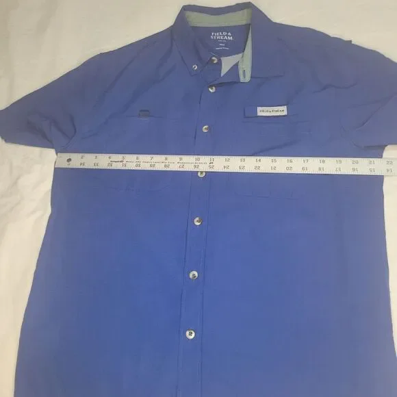 Field & Stream Shirt Mens Med Blue Short Sleeve Button Up Fishing Camping EUC - Picture 5 of 7